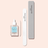 The Manucurist Nail Prep Set—including a cuticle oil bottle with dropper, wooden cuticle stick, white nail file, and gray emery board buffer, all essential for nail prep—is arranged neatly on a light pink background.