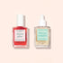 The Manucurist Healthy Glow Duo features two nail serums—Active Glow (pink) and Sérum Complet (clear)—displayed on a light beige background, designed to nourish and beautify nails.