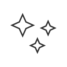 Three simple, black outlined sparkle or star icons of varying sizes on a plain light gray background.